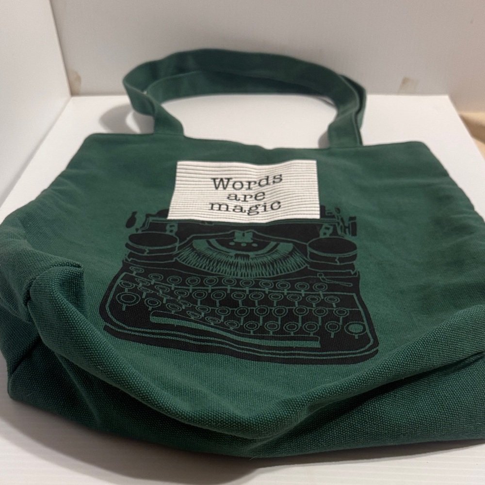 Barnes & Noble Green Tote with Typewriter Print
